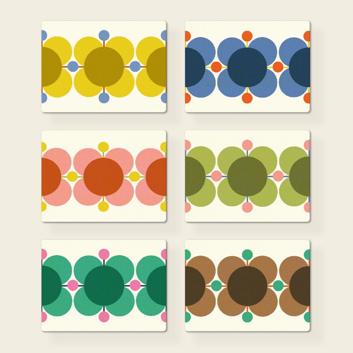 Orla Kiely Set of 6 Placemats Atomic Flower - Purple Holly